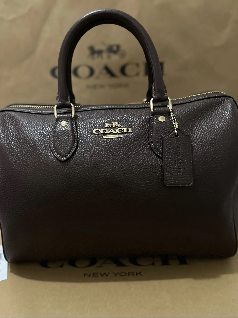 NWT Coach Rowan Large Satchel Bag in Maple CES11